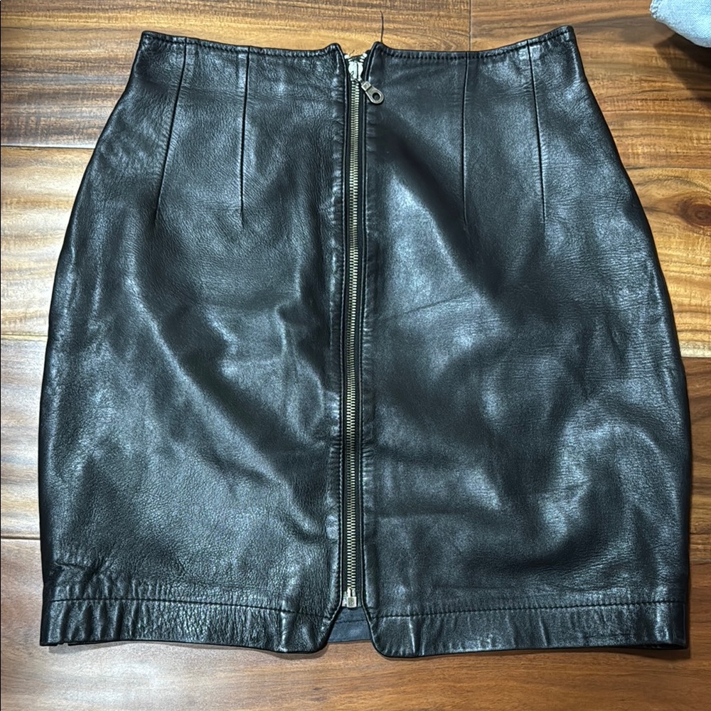 Vintage Black Leather Skirt